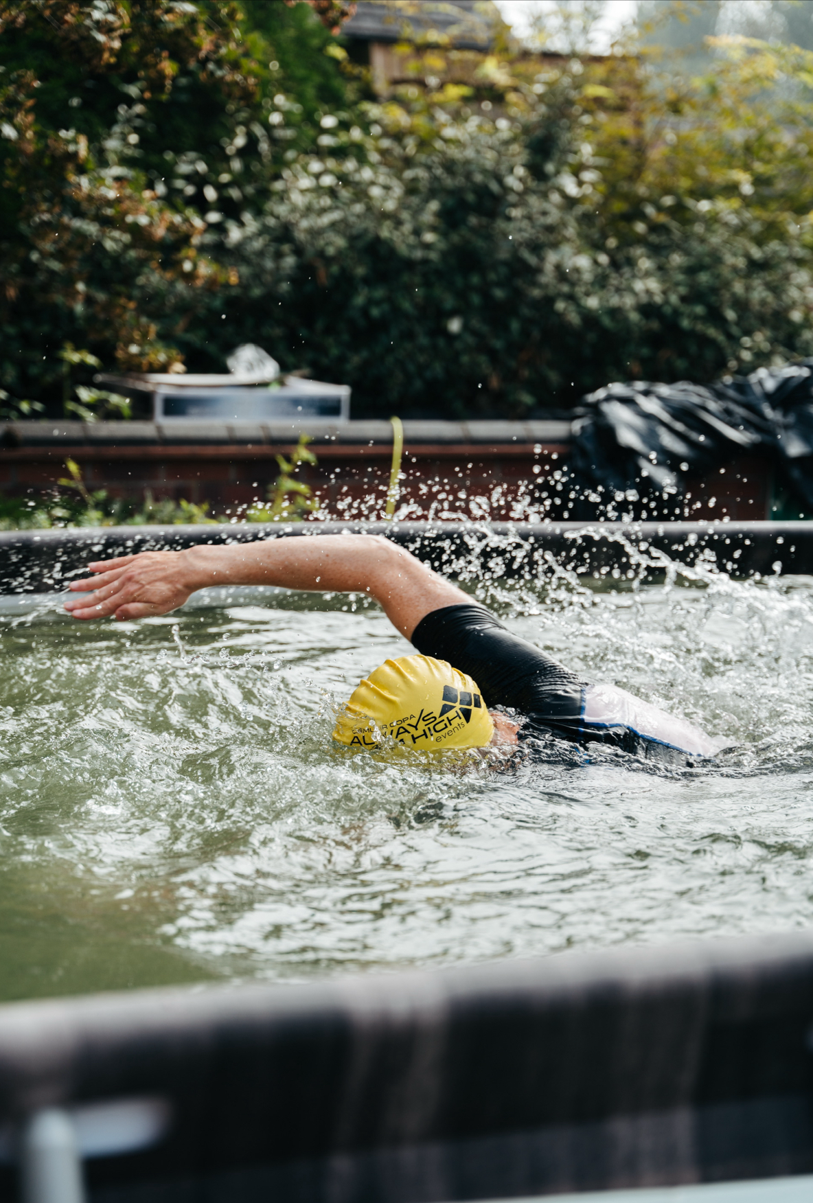 Photo of a swimmer in specially adapted pool at an Morrello Marvels Para-TRY-athlon event